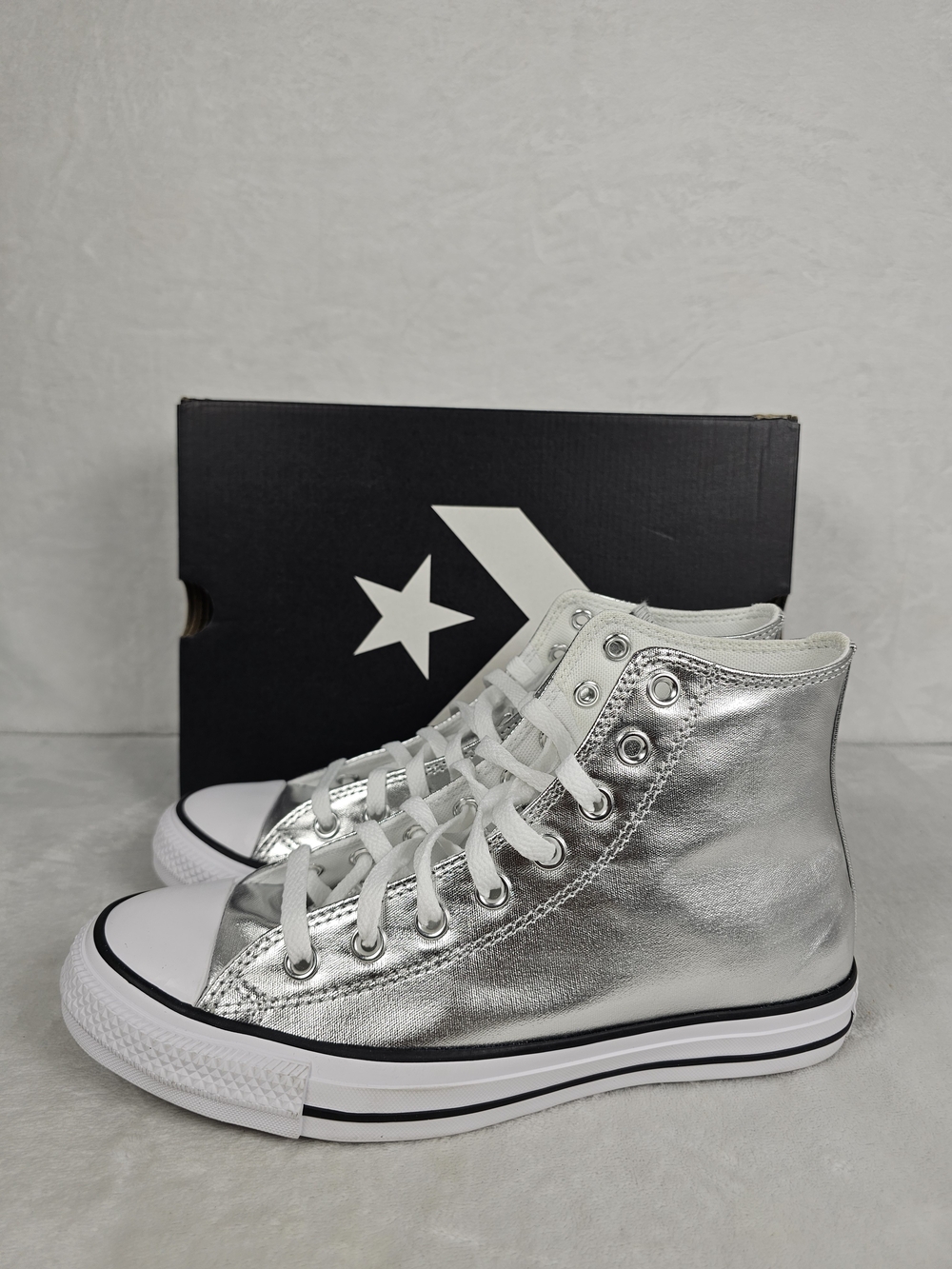Converse Chuck Taylor All Star HI Metallic Silver (A14875C) Womens 9 / Mens 7